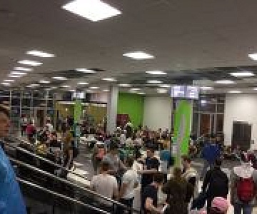 Здание Технопарка высоких технологий уберегло участников Майской прогулки от грозы и урагана.